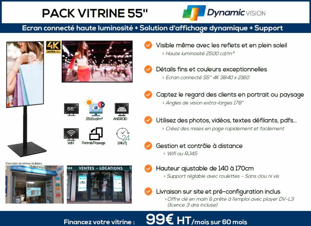 Pack vitrine 99€HT/Mois